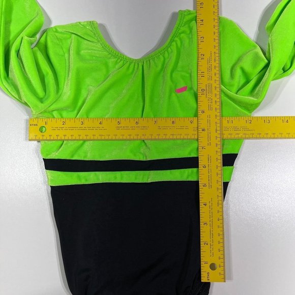 GK Elite Sportswear Leotard Scrunchie Neon Green - Picture 7 of 8